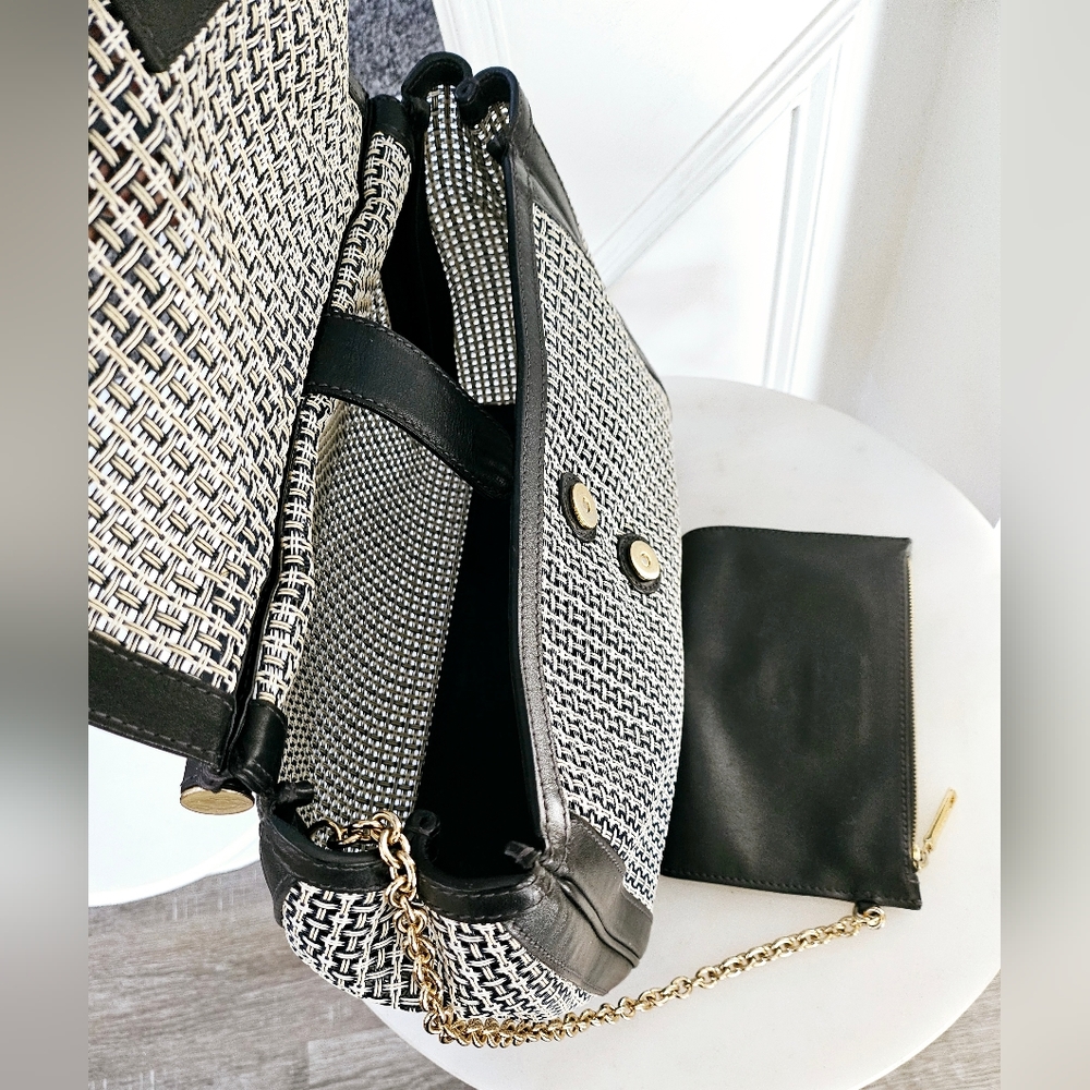 Dolce & Gabbana Black & White Large Sicily Woven Top Handle Bag - Picture 9 of 15